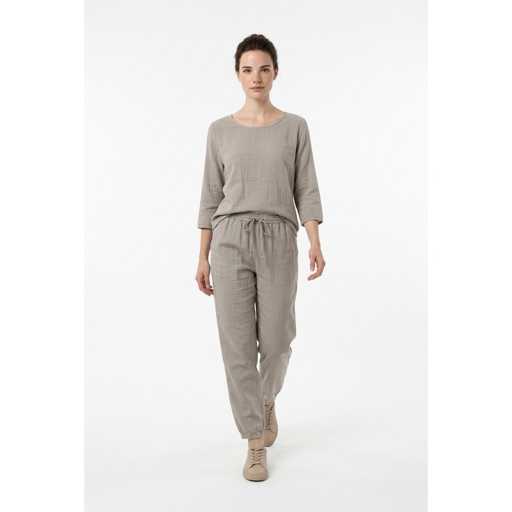 Anthropologie Grey Cotton Workout Lounge Yoga 3/4 Sleeve Top and  NWT Small